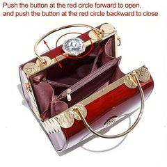 Rhinestone Top Handle Satchel Bag Shoulder Bag PU Leather
