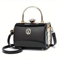Rhinestone Top Handle Satchel Bag Shoulder Bag PU Leather
