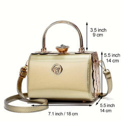 Rhinestone Top Handle Satchel Bag Shoulder Bag PU Leather