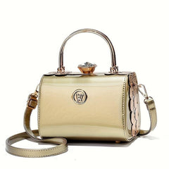 Rhinestone Top Handle Satchel Bag Shoulder Bag PU Leather