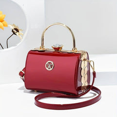 Rhinestone Top Handle Satchel Bag Shoulder Bag PU Leather