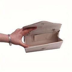 Rhinestone Decor Ruched Evening Bag Silk Clutch Purse Women's Handbags