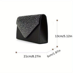 Rhinestone Decor Ruched Evening Bag Silk Clutch Purse Women's Handbags