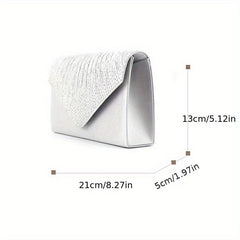 Rhinestone Decor Ruched Evening Bag Silk Clutch Purse Women's Handbags