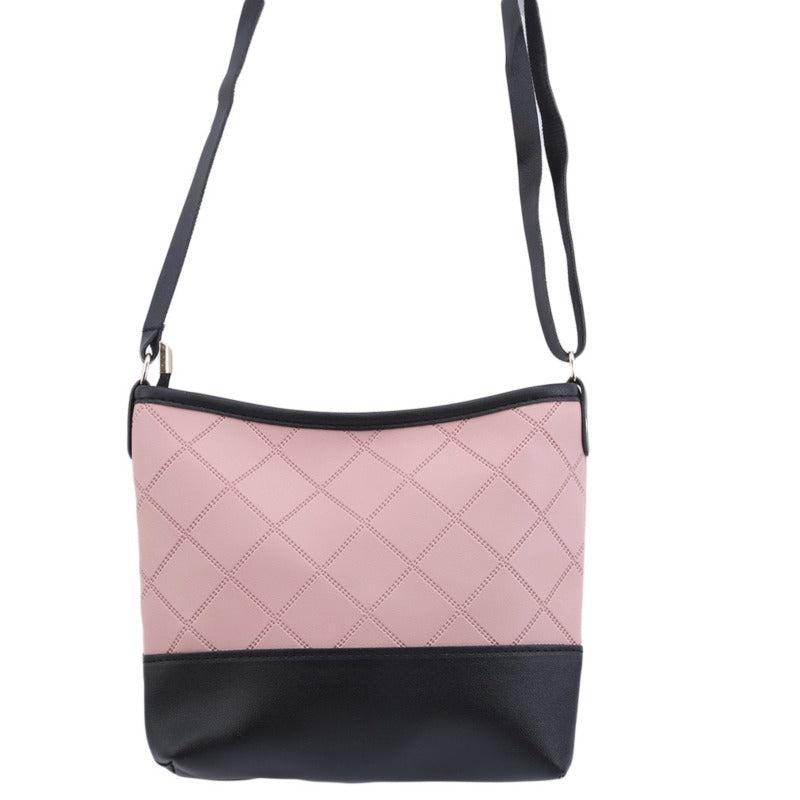 Block Quilted Bucket Bag PU Leather Crossbody Shoulder Phone Bag