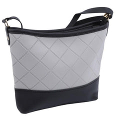 Block Quilted Bucket Bag PU Leather Crossbody Shoulder Phone Bag