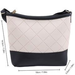 Block Quilted Bucket Bag PU Leather Crossbody Shoulder Phone Bag