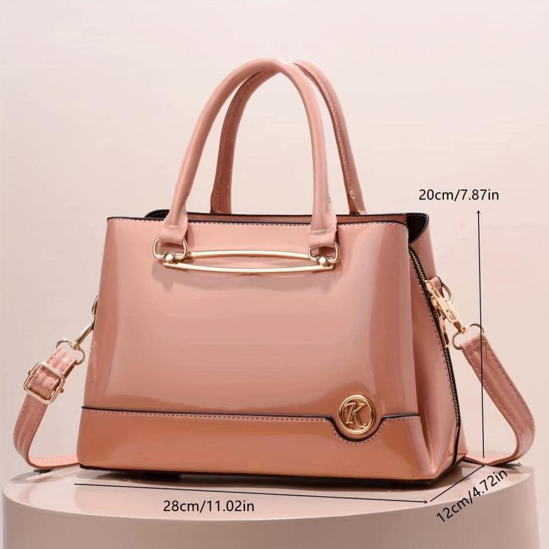 Women's Glossy Crossbody Bag Top Handle Satchel Purse