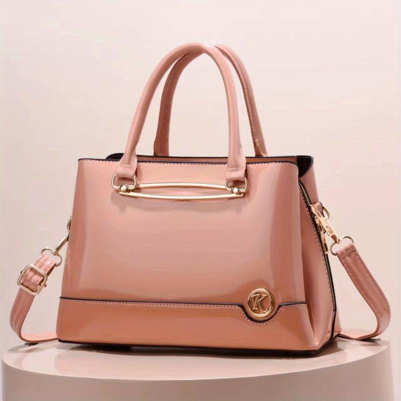 Women's Glossy Crossbody Bag Top Handle Satchel Purse