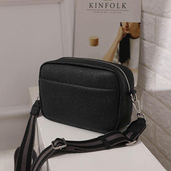 Litchi Pattern Crossbody Bag with Wide Strap