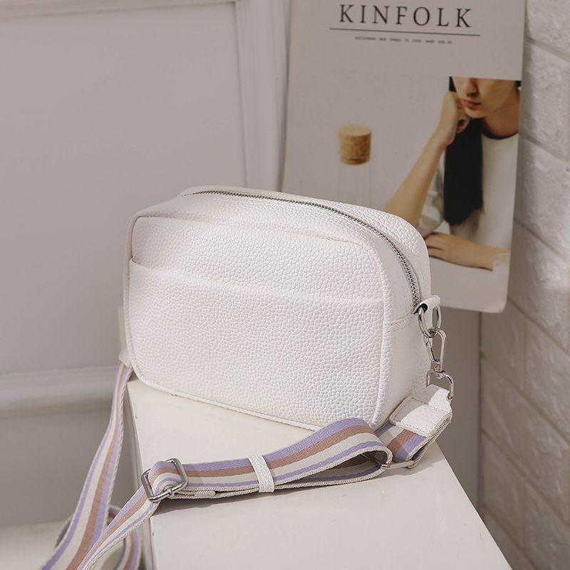 Litchi Pattern Crossbody Bag with Wide Strap