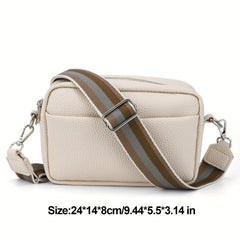 Litchi Pattern Crossbody Bag with Wide Strap