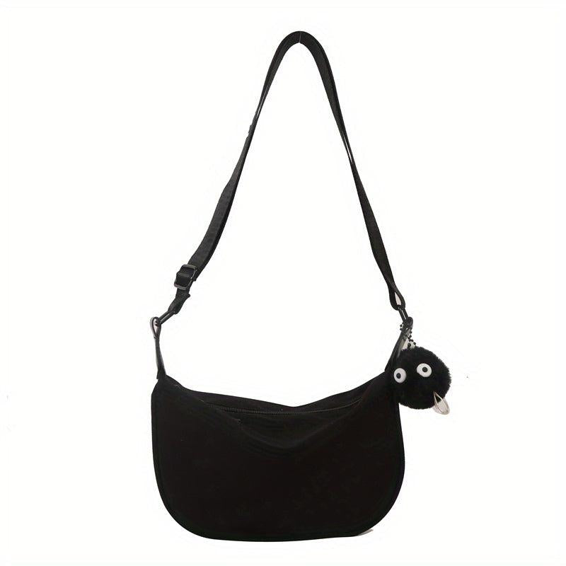 Crescent Shoulder Bag Minimalist Canvas Zipper Stylish All Match