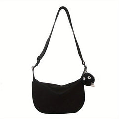 Crescent Shoulder Bag Minimalist Canvas Zipper Stylish All Match