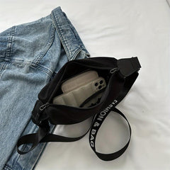 Crescent Shoulder Bag Minimalist Canvas Zipper Stylish All Match
