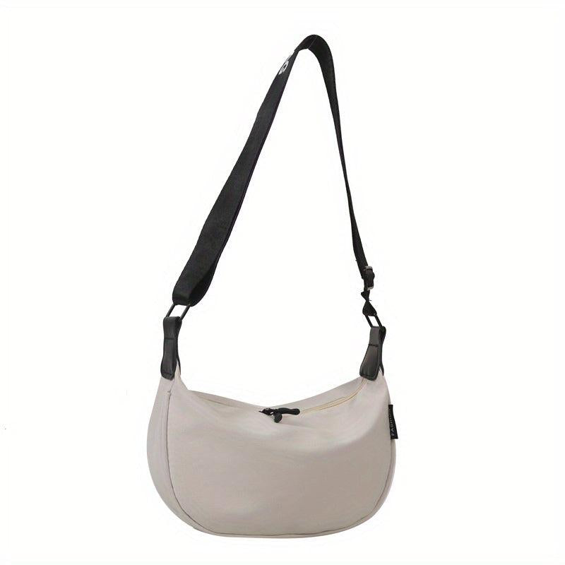 Crescent Shoulder Bag Minimalist Canvas Zipper Stylish All Match