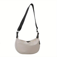 Crescent Shoulder Bag Minimalist Canvas Zipper Stylish All Match