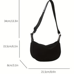 Crescent Shoulder Bag Minimalist Canvas Zipper Stylish All Match