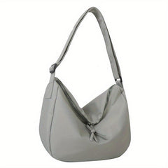 Large Capacity Foldable Shoulder Bag Solid Zipper Handbag Crossbody Bag