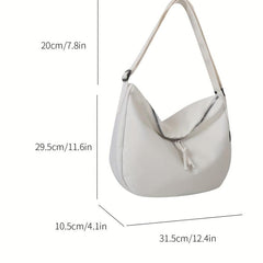 Large Capacity Foldable Shoulder Bag Solid Zipper Handbag Crossbody Bag