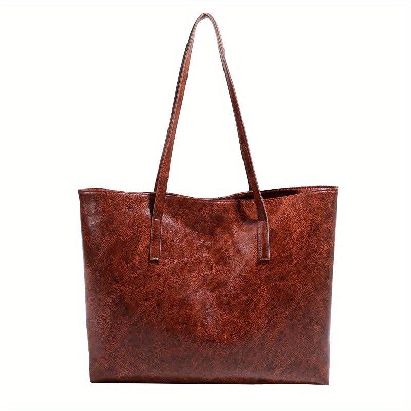Large Capacity Solid Shoulder Tote Bag All Match Handbag