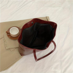 Large Capacity Solid Shoulder Tote Bag All Match Handbag