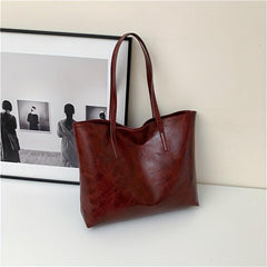 Large Capacity Solid Shoulder Tote Bag All Match Handbag