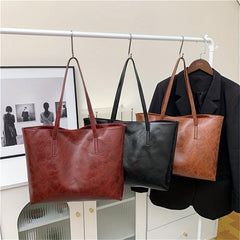 Large Capacity Solid Shoulder Tote Bag All Match Handbag