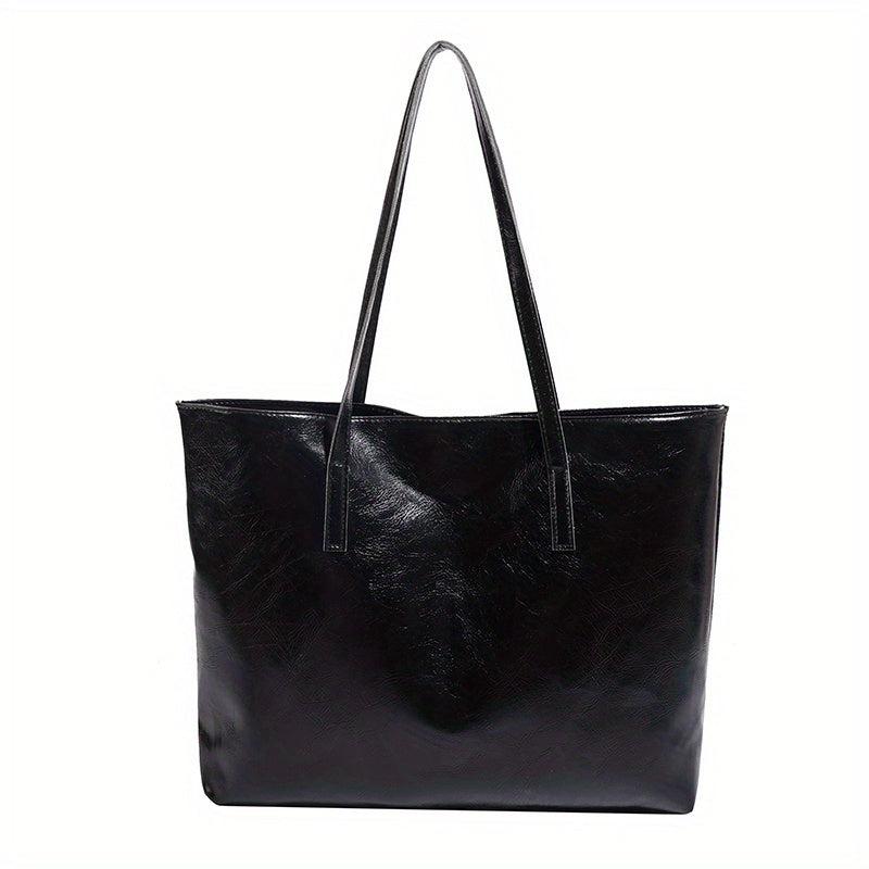 Large Capacity Solid Shoulder Tote Bag All Match Handbag