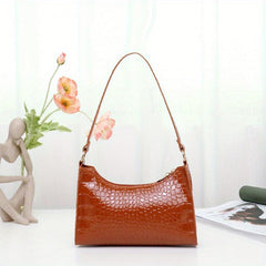 Retro Crocodile Underarm Bag Solid Faux Leather Shoulder Bag