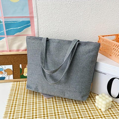 Flower Print Tote Bag Canvas Shoulder Bag Large Capacity Beach Bag