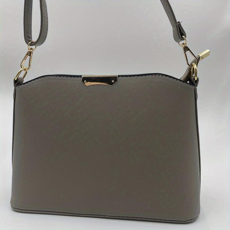 Metal Decor Bucket Bag Casual Zipper Shoulder Purse Crossbody Bag