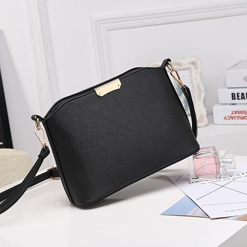 Metal Decor Bucket Bag Casual Zipper Shoulder Purse Crossbody Bag