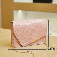 Crocodile Embossed Square Shoulder Bag Chain Bag Women's All Match