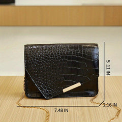 Crocodile Embossed Square Shoulder Bag Chain Bag Women's All Match