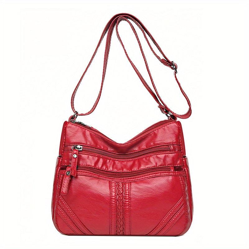 Women's Shoulder Bag Soft PU Leather Zipper Crossbody Bag for Travel