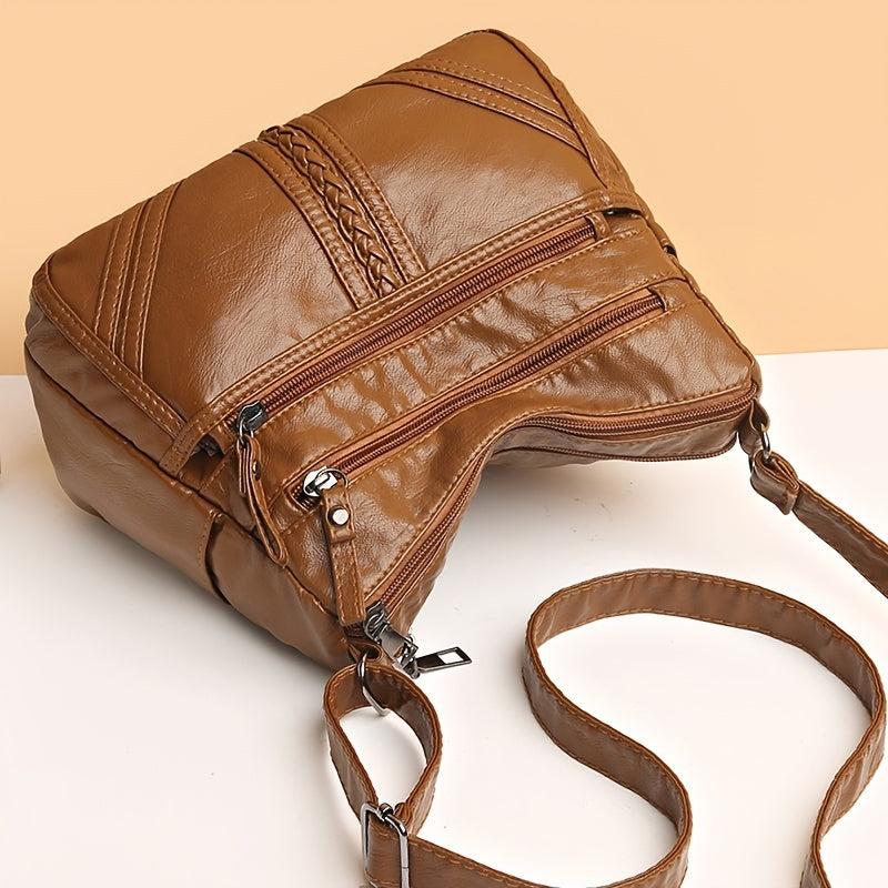 Women's Shoulder Bag Soft PU Leather Zipper Crossbody Bag for Travel