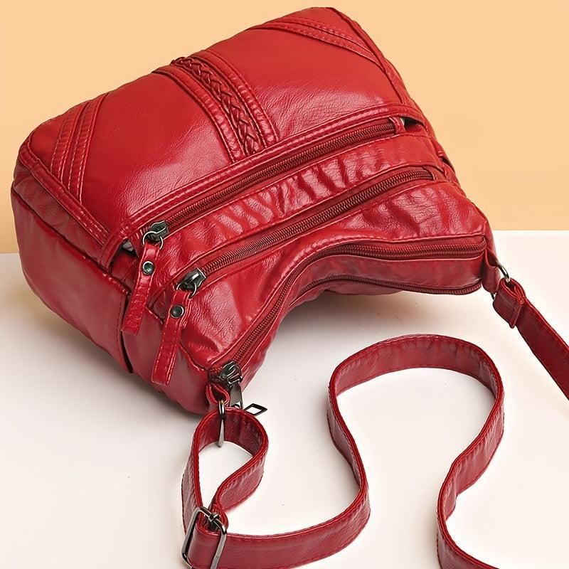 Women's Shoulder Bag Soft PU Leather Zipper Crossbody Bag for Travel