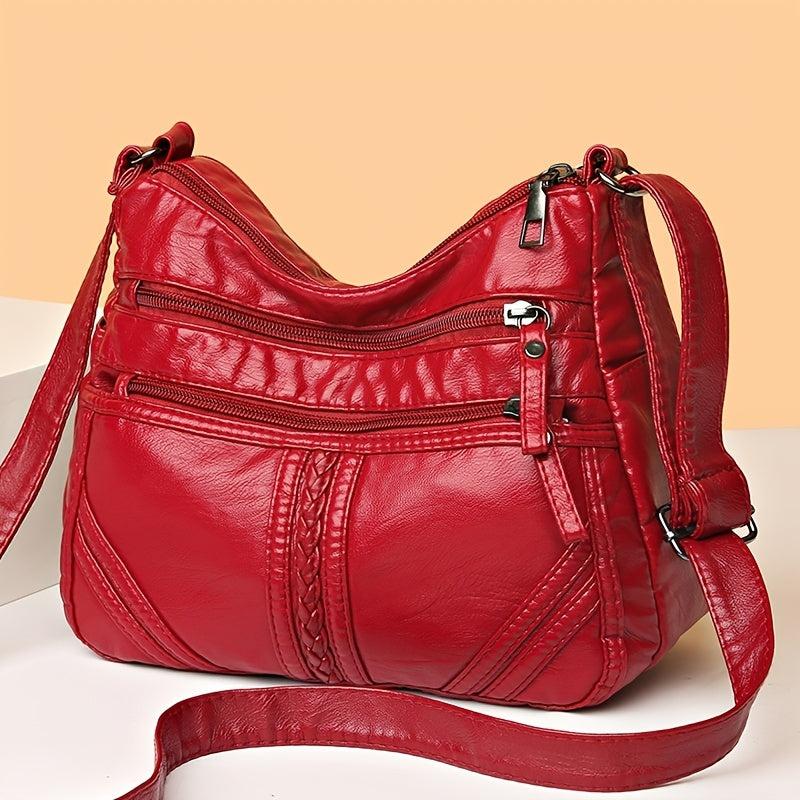 Women's Shoulder Bag Soft PU Leather Zipper Crossbody Bag for Travel