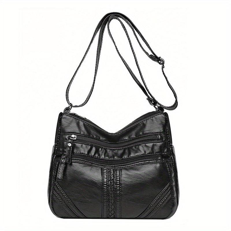 Women's Shoulder Bag Soft PU Leather Zipper Crossbody Bag for Travel