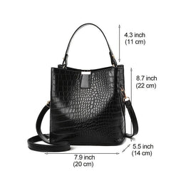 Crocodile Embossed Bucket Bag Faux Leather Shoulder Bag Women's Top Handle Purse