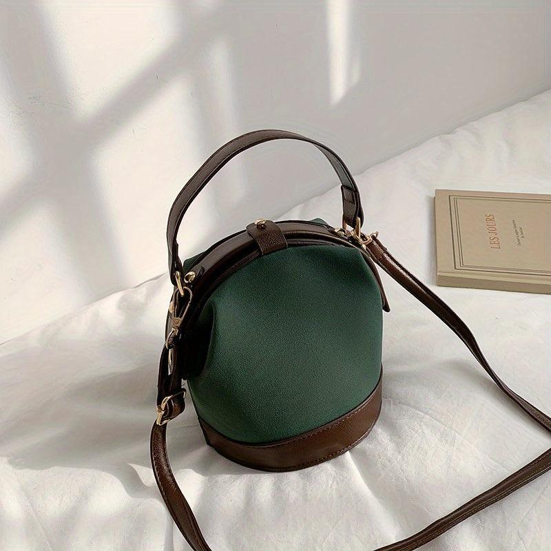 Vintage Suede Bucket Bag Small Stylish Crossbody Bag Women's