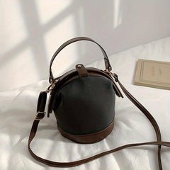 Vintage Suede Bucket Bag Small Stylish Crossbody Bag Women's