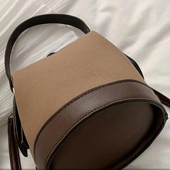 Vintage Suede Bucket Bag Small Stylish Crossbody Bag Women's