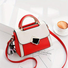 Metal Decor Crossbody Bag Handbag Top Handle Purse