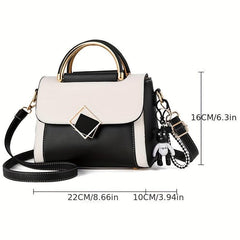 Metal Decor Crossbody Bag Handbag Top Handle Purse