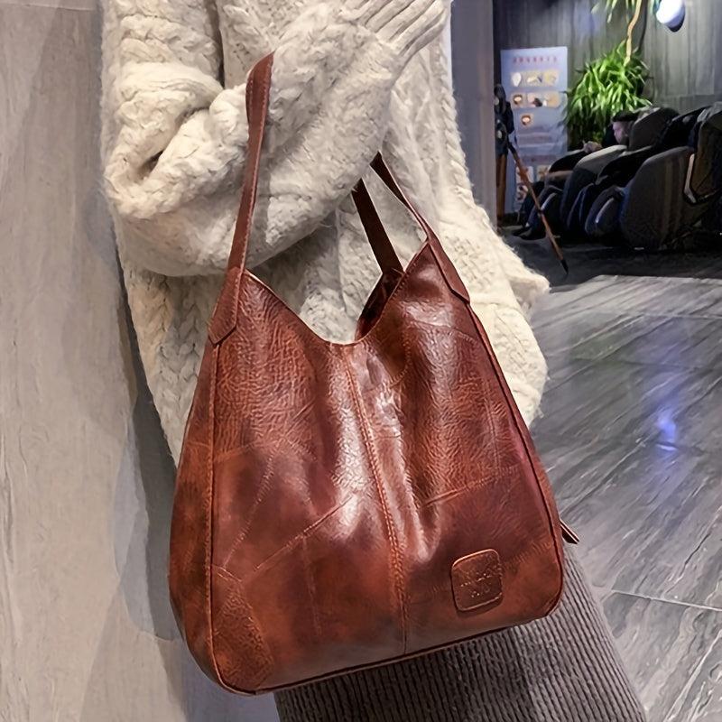 Retro Style Large Capacity Shoulder Bag Soft Handbag