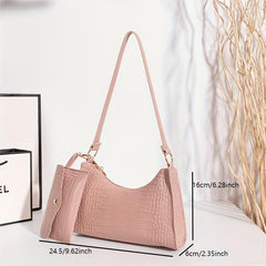 Crocodile Pattern Underarm Bag Lightweight Portable PU Leather Shoulder Bag