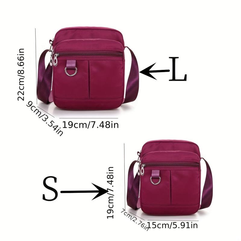 Zipper Square Crossbody Bag Lightweight Messenger Bag