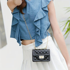 Quilted Jelly Crossbody Bag Flap Shoulder Bag Women's Purse 13cmx5cm